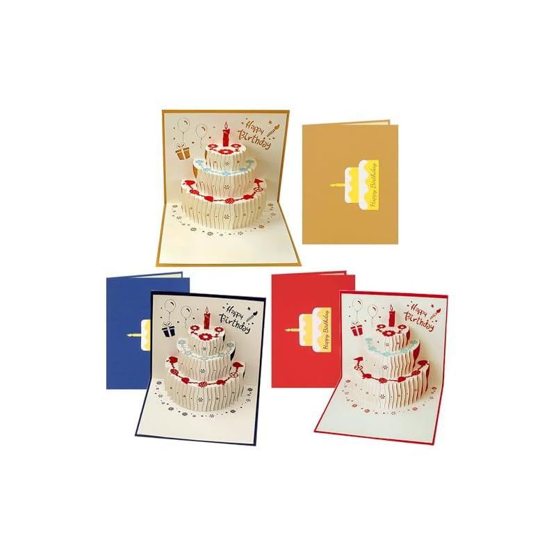 バースデーカード 3枚セット 3D立体 誕生日 メッセージ バースデーカード 3枚セット 3D立体 誕生日 メッセージ