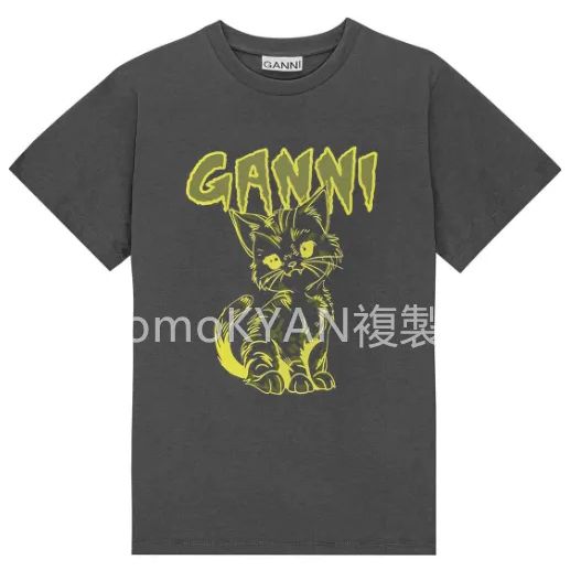 【GANNI 】✨ガニーCAT T-SHIRT  半袖 Tシャツ  レディース カットソー コットン ロゴT クルーネック