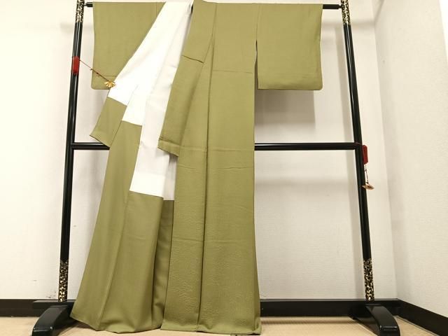 平和屋着物○上質な色無地 草花地紋 菖蒲色 高島屋扱い 正絹 逸品