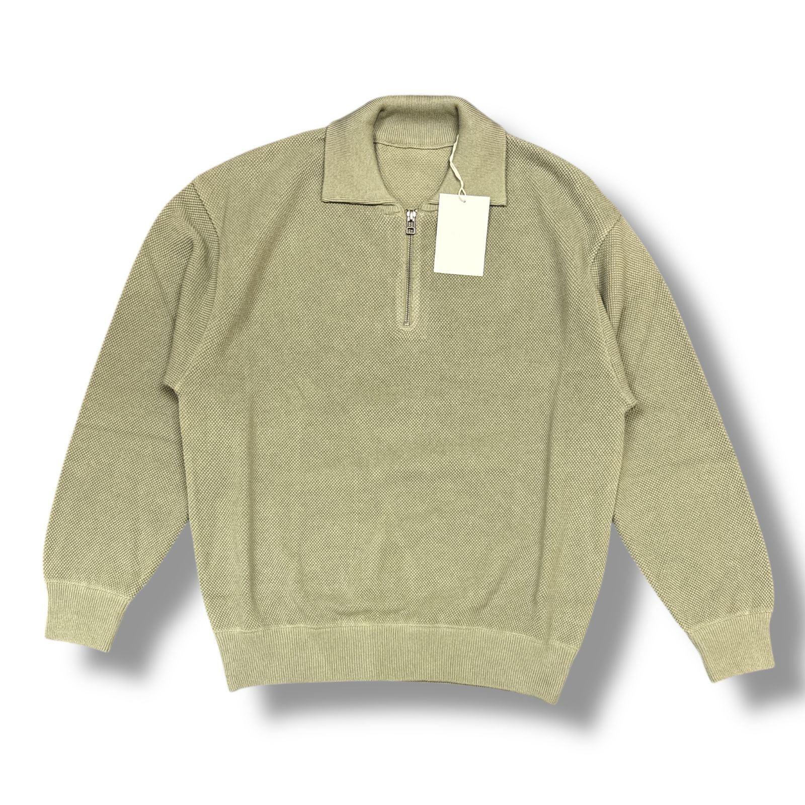 参考上代19800円 未使用品 crepuscule Moss Stitch Half Zip Polo モス