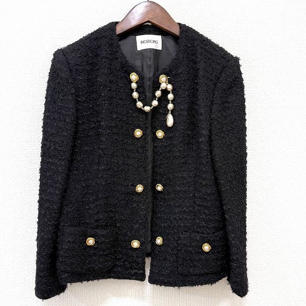 ingeborg インゲボルグ　レース付き　サイド編み　ジャケット　美品 ingeborg インゲボルグ レース付き サイド編み ジャケット 美品
