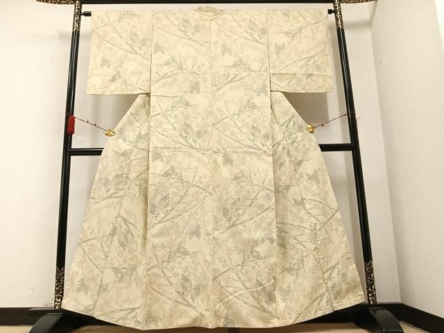 平和屋着物○上質な紬 花織 格子柄 正絹 逸品 未使用 CAAU2986yc