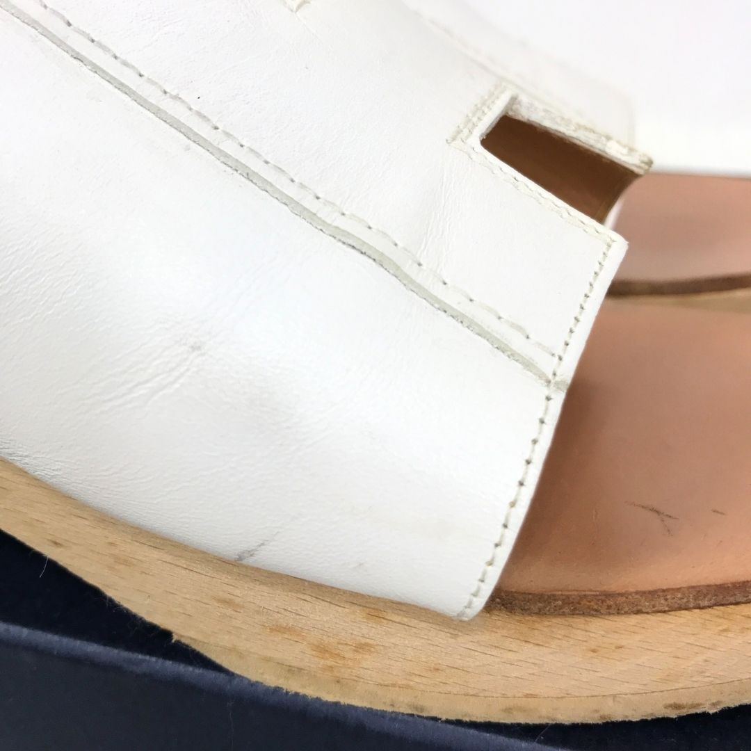 エルメス　サイズ表記「36」23センチ程度　白xブラウン　レザー　サンダル HERMES エルメス ケブラール ウッドサンダル 白 ホワイト H