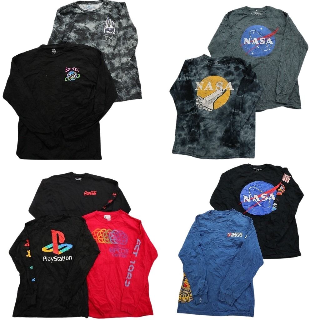 古着卸 企業 長袖Tシャツ 10枚セット メンズ Ｓ |Ｍ NASA バッキーズ プレステ コカ コーラ 古着 NA9771