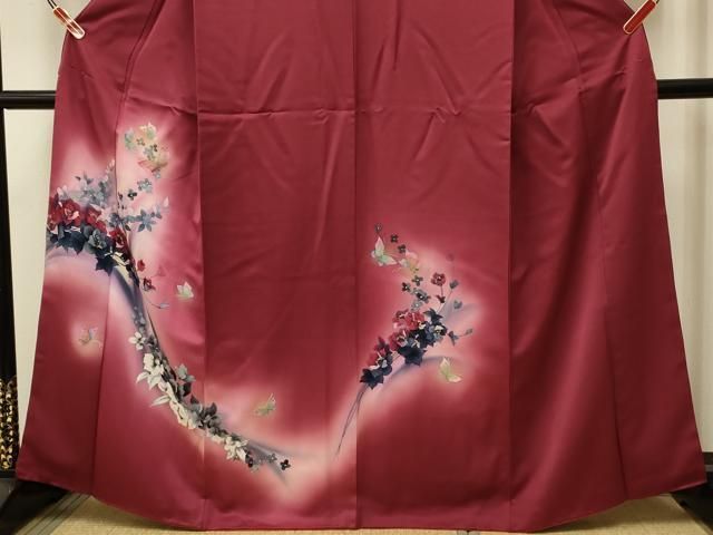 平和屋着物■訪問着　花蝶文　暈し染め　金銀彩　正絹　逸品　CAAV8205xe