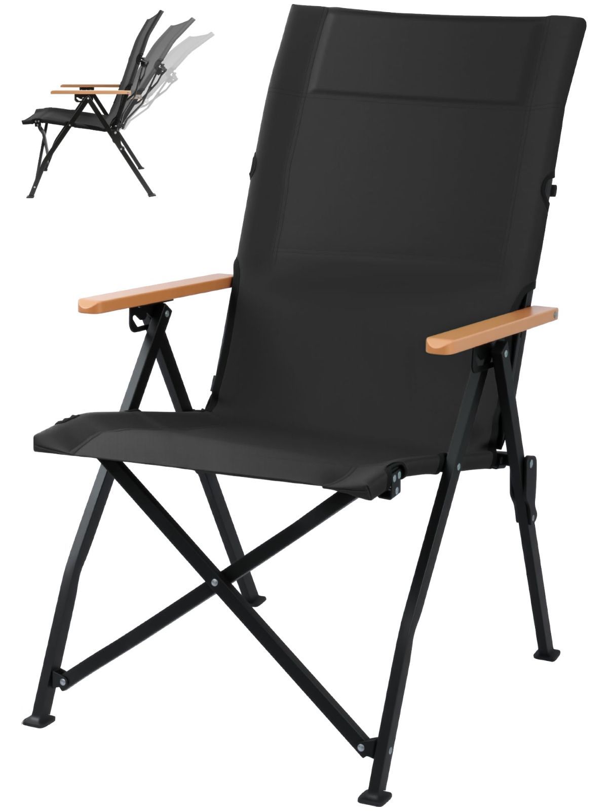新着商品 Join Nature アウトドアチェア｜3段階リクライニング式 キャンプ椅子 ハイバック設計｜折りたたみ椅子 耐荷重150kg対応｜コンパクト軽量 収納袋付属｜キャンプ ガーデンチェア 屋内兼用｜収納時 21×19×90cmに折り畳み ブラ