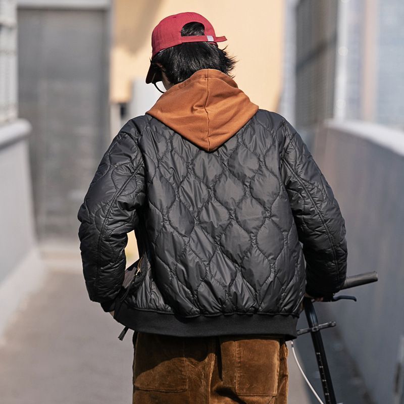 メンズ キルティング ミリタリー ジャケット ブラック フライト