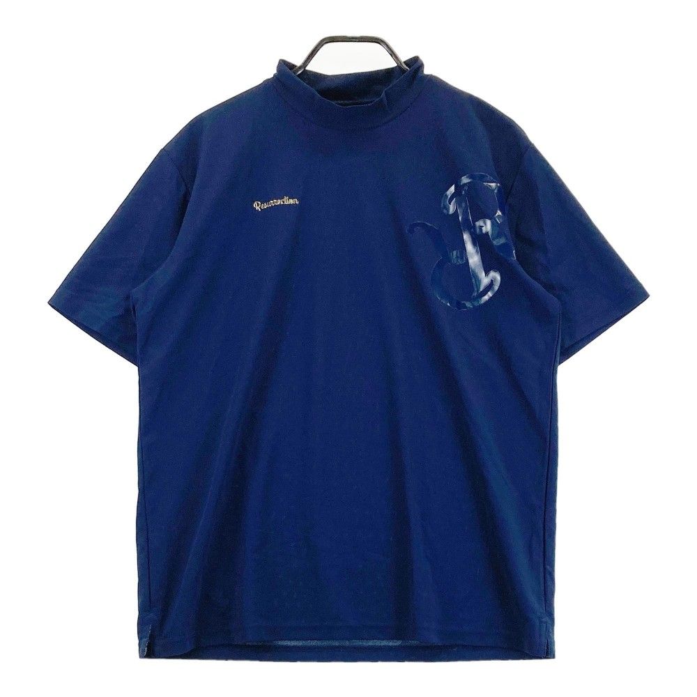 サイズ XL RESURRECTION レザレクション ハイネック 半袖Tシャツ ロゴプリント ネイビー系 240101305440 ゴルフウェア メンズ ストスト
