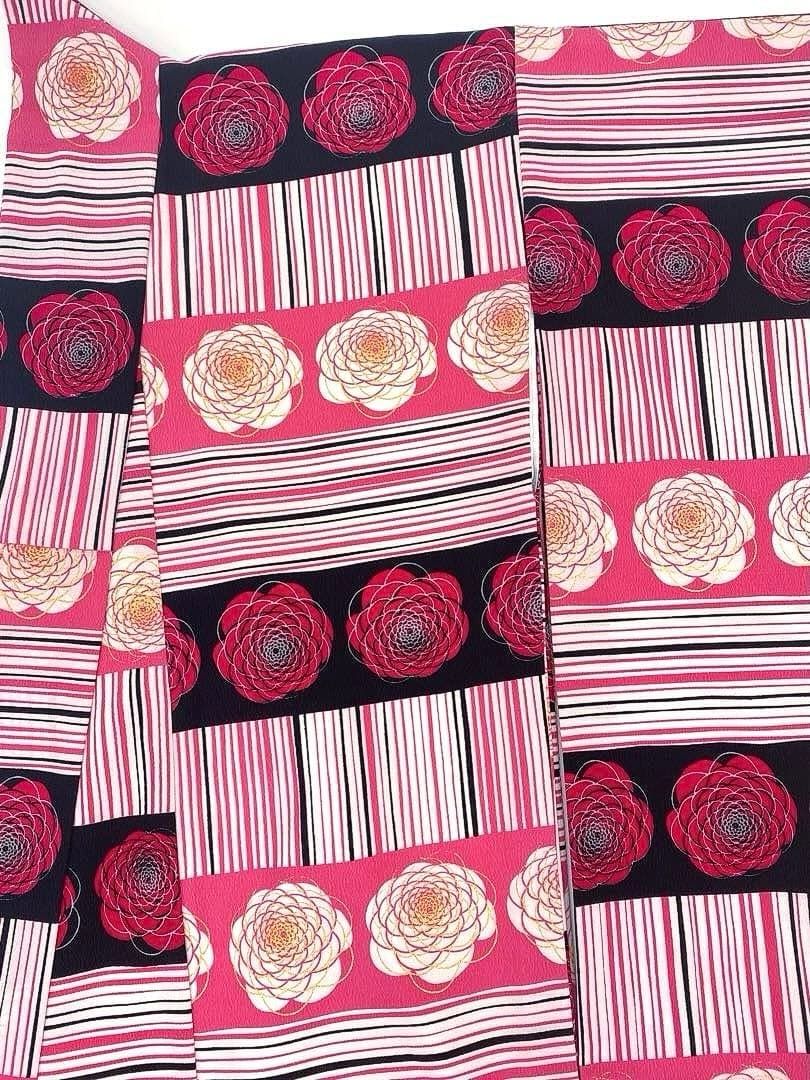 2尺袖 ブランド ポリエステル着物 モダンアンテナ 金彩 牡丹 袴用