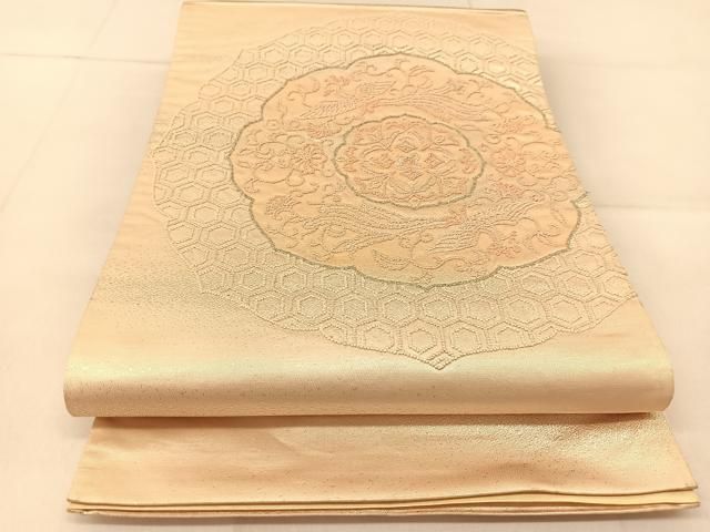 相良刺繍　袋帯　正絹　鳳凰　花　金糸 唐織り 宝相華 華紋 鳳凰 袋帯 正絹 唐花 金糸 緑 黒 507