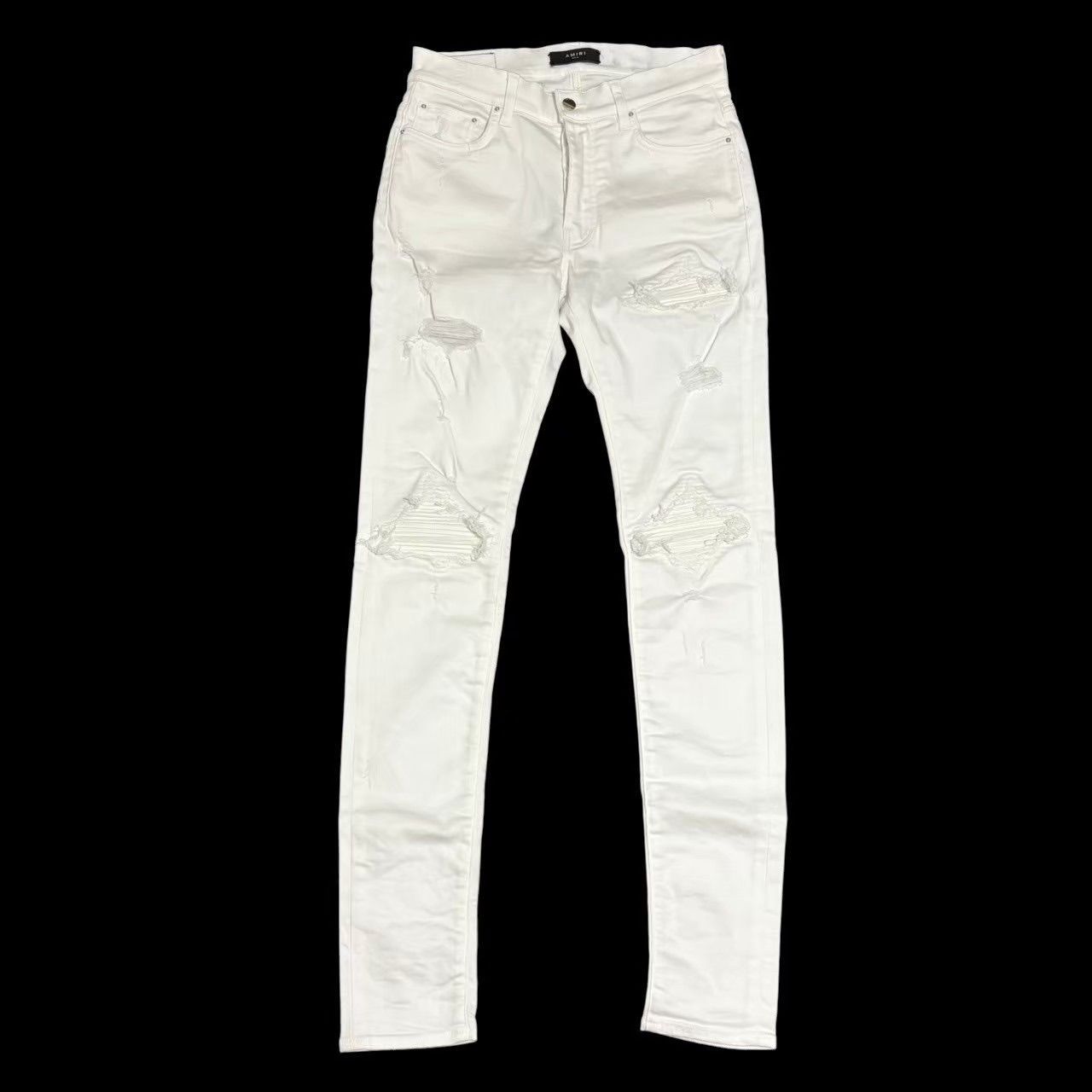 アミリ AMIRI ホワイト スキニーパンツ ダメージ レディース AMIRI アミリ ダメージパンツ 白 スキニー 長ズボン ジーンズ ダメージ