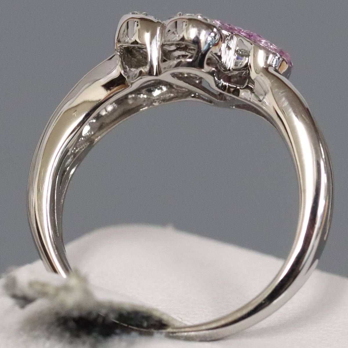 笠原真寿美 K18WGサファイアダイヤモンドリング ハートモチーフ 5.5g  