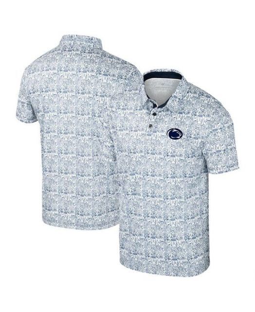 【送料無料】 コロシアム メンズ ポロシャツ トップス Men's Navy/White Penn State Nittany Lions Big Tall Allover Polo Shirt Navy White