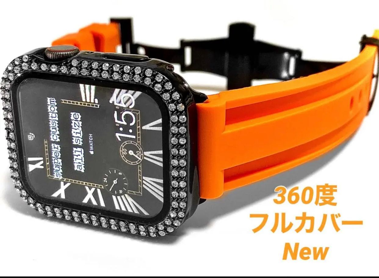 55ホワイトグレイAppleWatchキラキラバンドアップルウォッチカバー