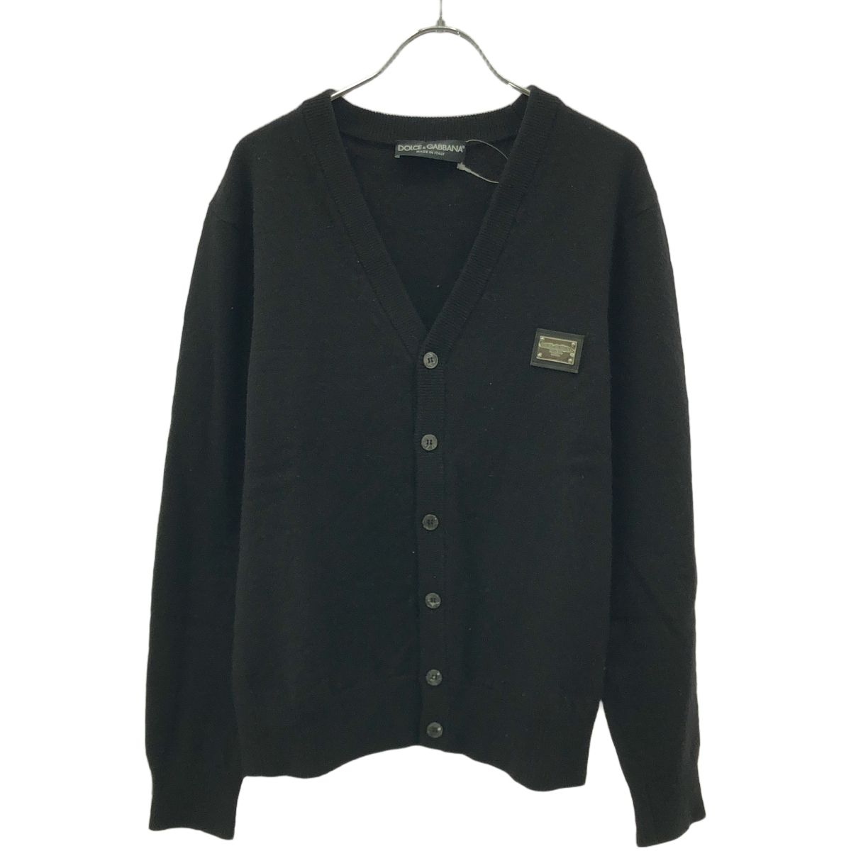 DOLCE-GABBANA ドルチェ＆ガッバーナ ロゴプレート ウールカシミヤカーディガン GXO37T|JEMQ4 ブラック 46