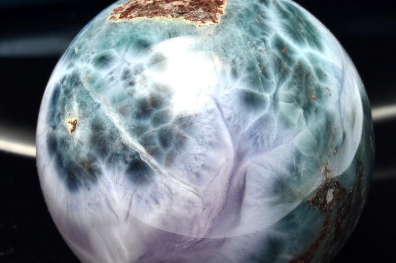 １点物 数量 パープルラリマー 43mm 丸玉 台座付き 原石 パワーストーン 天然石 _CG6663 宅急便