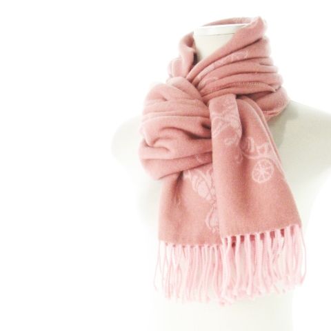 コーチ COACH マフラー フリンジ インターシャ ダブルフェイス ウール カシミヤ混 ピンク |CK21 GY19