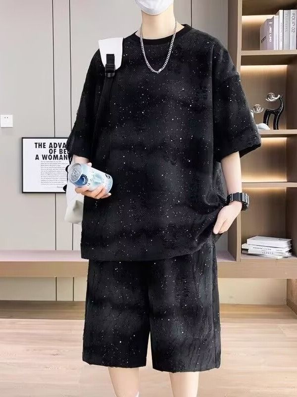 Tシャツ ショートパンツ セットアップ メンズ 韓国系 ゆったり 2025新作】韓国系 メンズセットアップ クール系Tシャツ