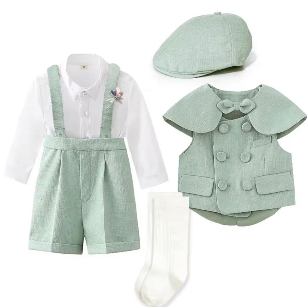 7点セット 男の子 ベビー フォーマル スーツ ジャケット ケープ 韓国子供服風 80 90