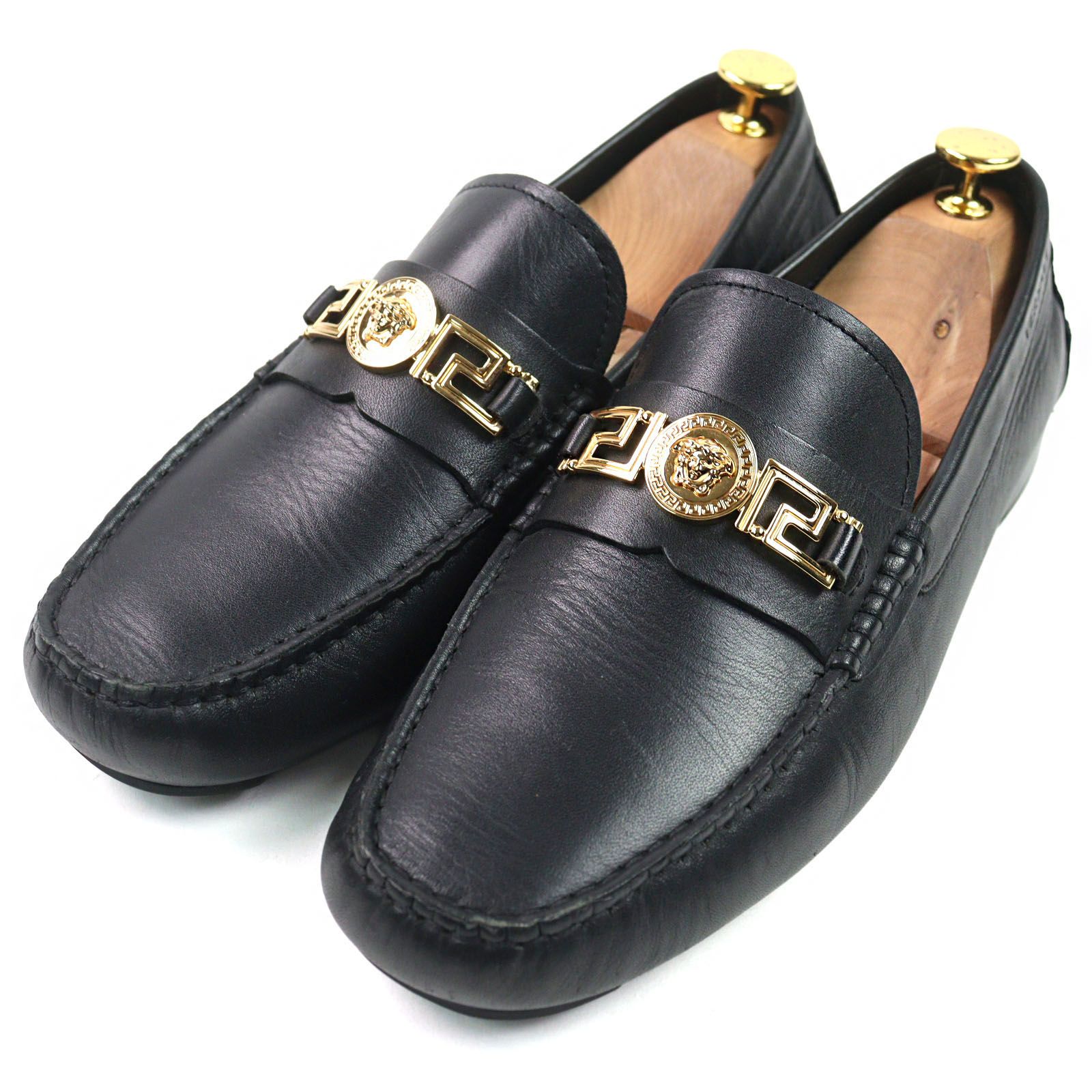 【VERSACE】メデューサグレカ レザー ローファー ドンドン見直し】美品○VERSACE ヴェルサーチ レザー メデューサ