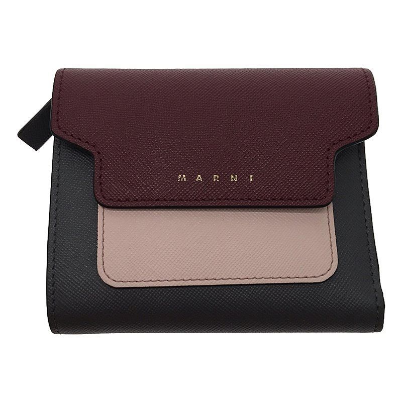 MARNI / マルニ | 2021AW | WALLET FLAP SQUARED ウォレット | ワインレッド/グレー/ライトピンク |  レディース - メルカリ