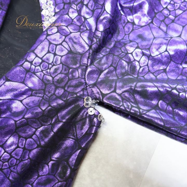 ベリーダンス 衣装 バラディドレス ワンピース ドレス パープル系 紫 ブラック系 黒 柄 模様 スパンコールラメ スリット イベント 発表会 舞台 コスチューム 舞台衣装 衣装セット ダンス衣装 光沢 鮮やか ロングドレス セクシー ドレスアップ LLC-HASEGAWATOSO_COM