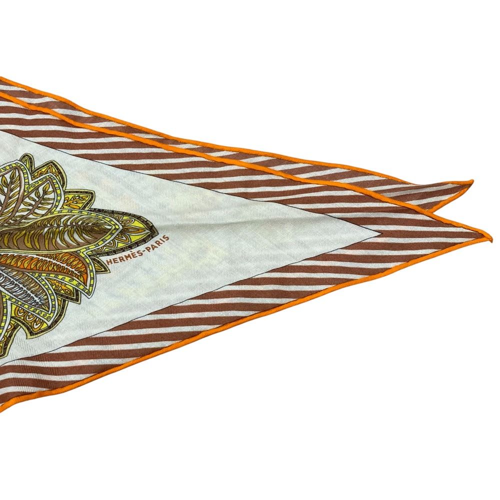 菱形スカーフ オレンジ×ブラウン