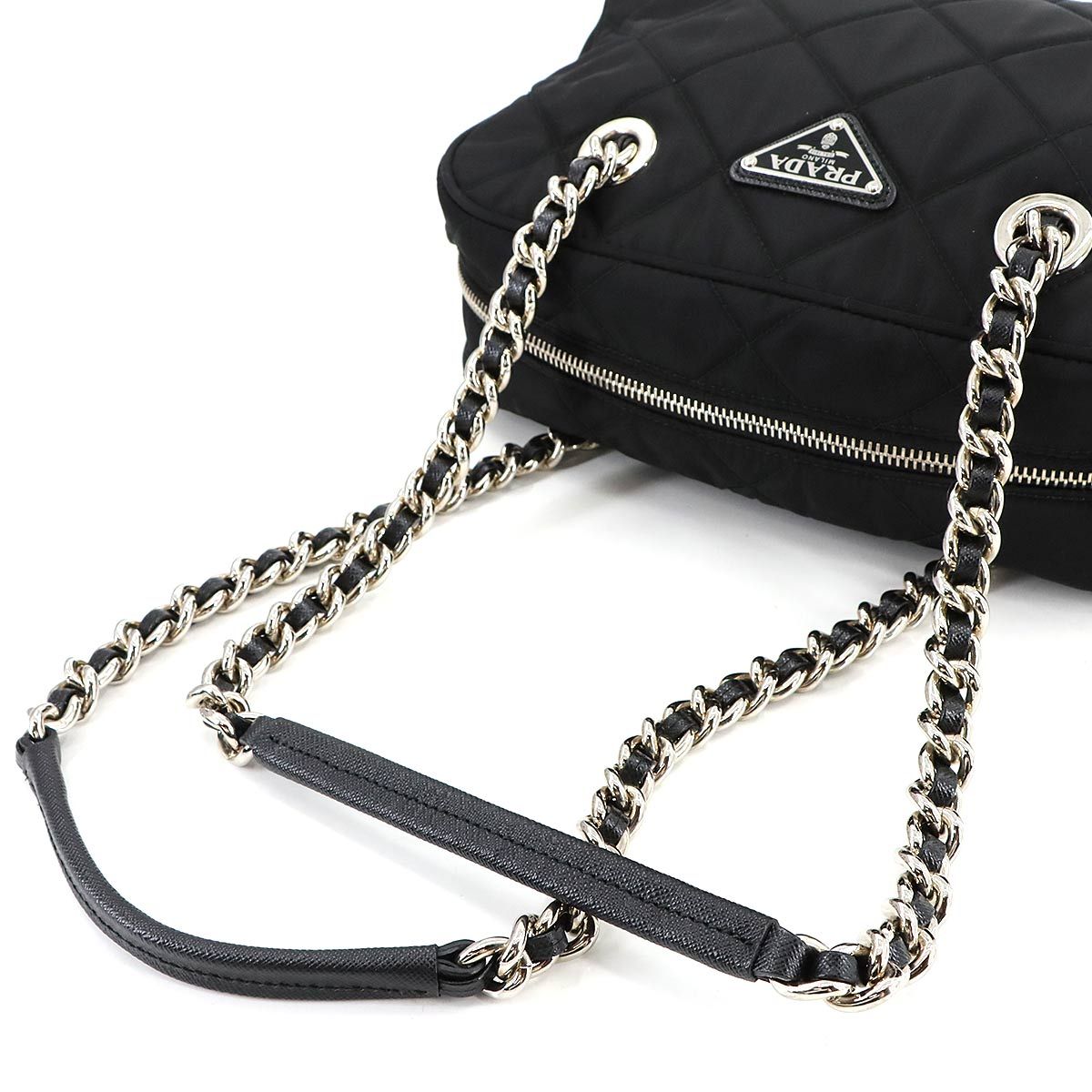 1円 良品 PRADA プラダ ナイロン×レザー ショルダー バッグ ブラック 1