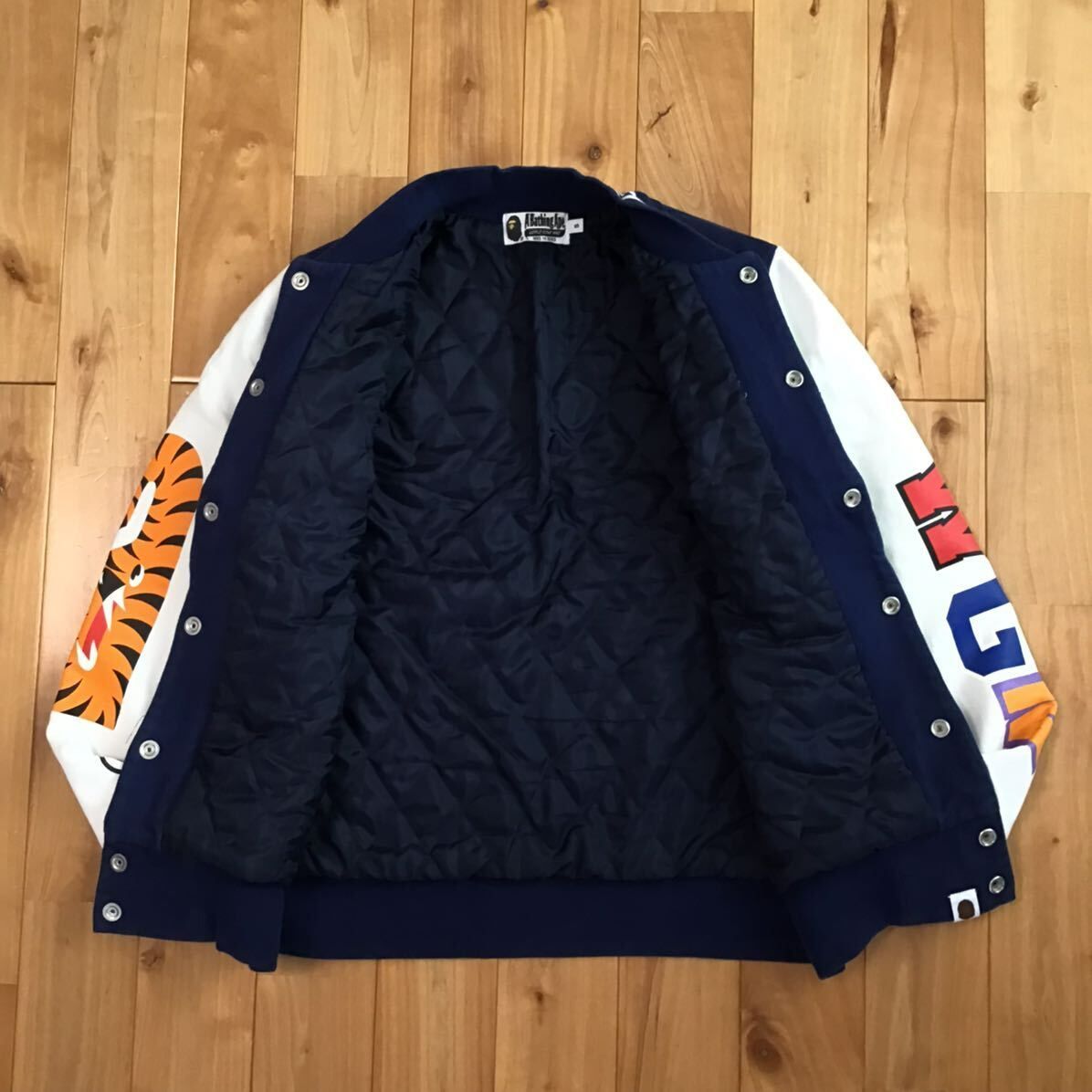 SHARK SWEAT VARSITY JACKET Sサイズ Navy a bathing ape BAPE シャーク スウェット スタジャン  エイプ ベイプ アベイシングエイプ - メルカリ