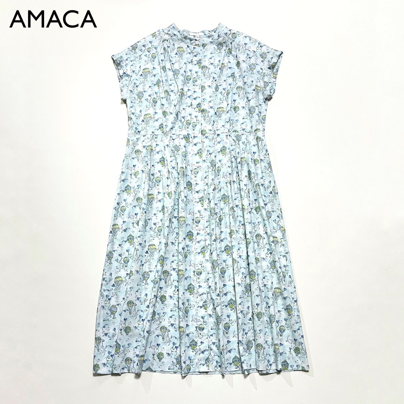 cD05 AMACA LIBERTY タナローンシャツワンピース 気球 リバティ柄 定価  
