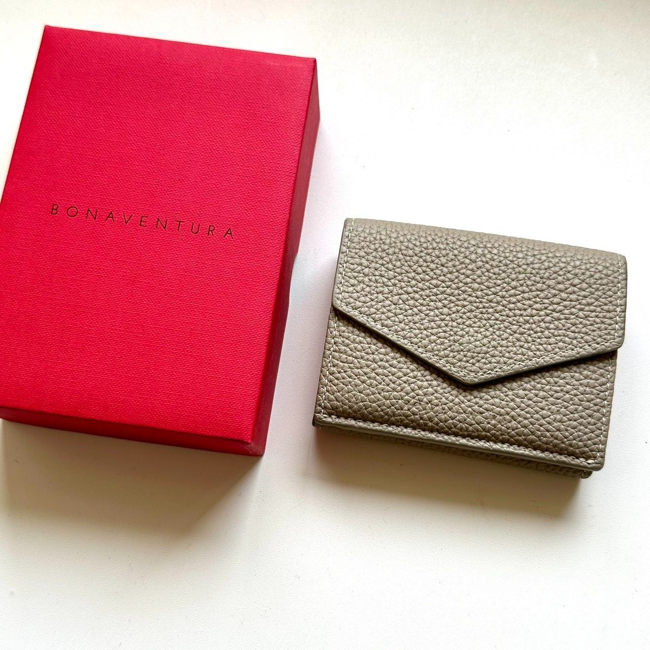 ボナベンチュラ 長財布 グレージュ×ベイビーピンク