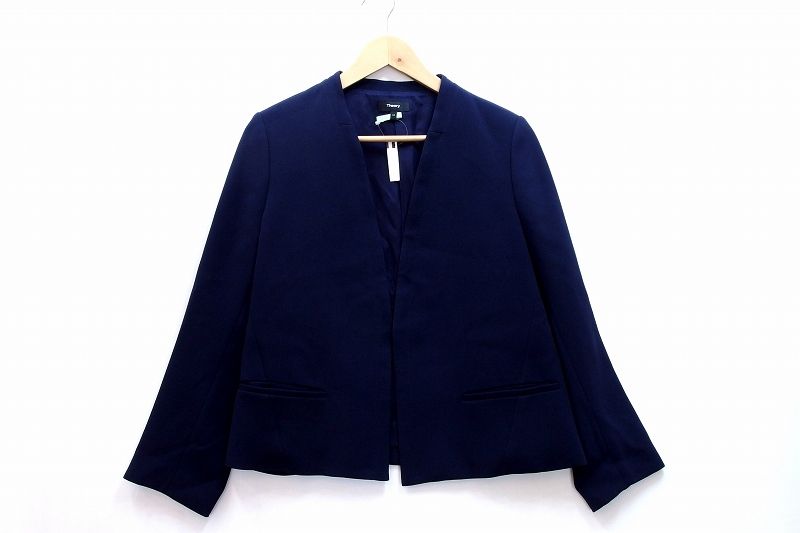 223094 theory セオリー Classic Crepe Clean Blazer ノーカラージャケット 10 9104021 ネイビー