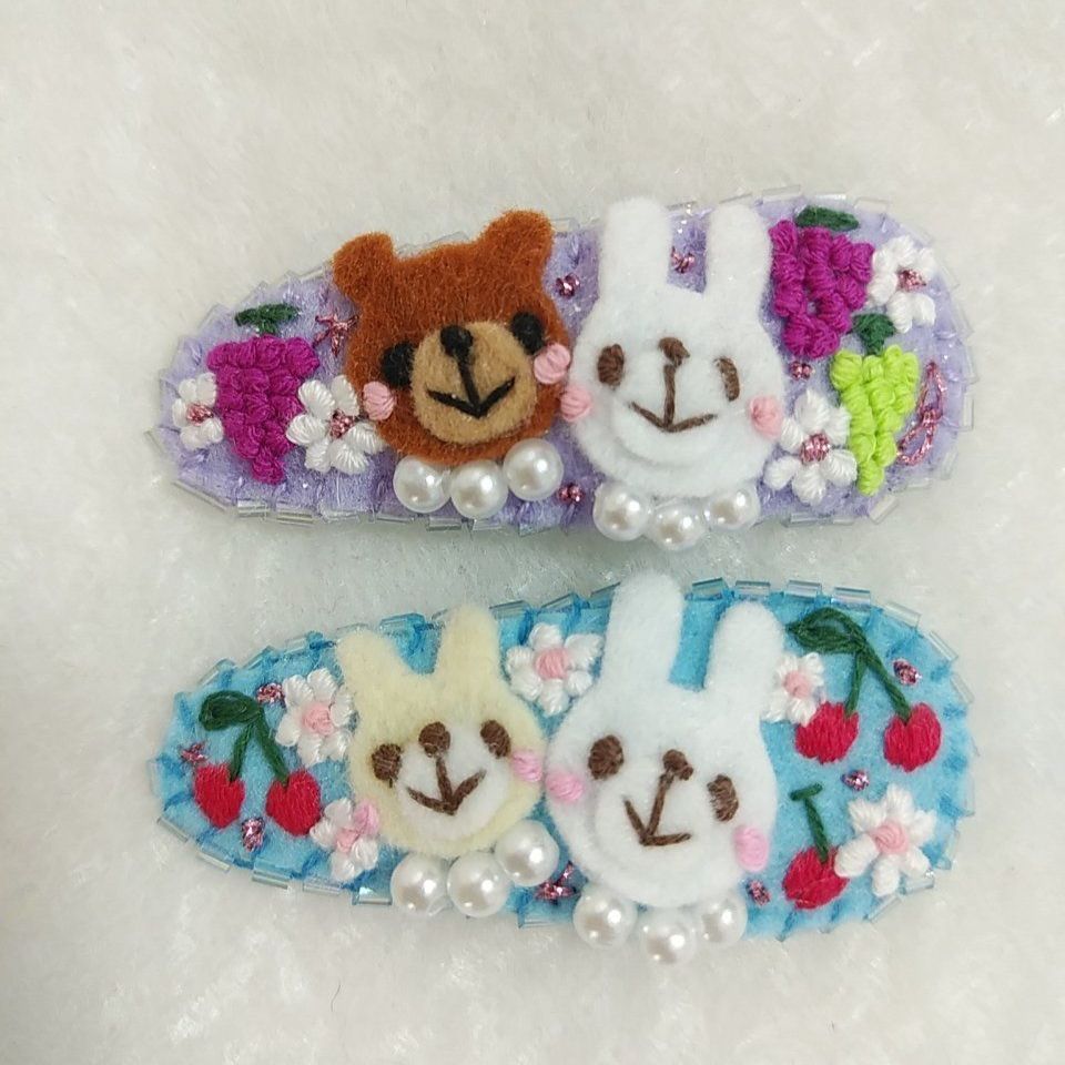 さくらんぼ♡仲良しうさぎ♡5センチパッチンピン さくらんぼ♡仲良しうさぎ♡5センチパッチンピン