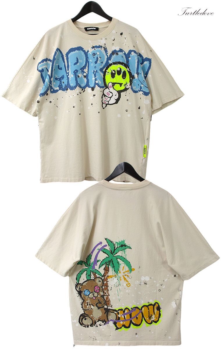 【BARROW】ロゴ プリント コットン 半袖 クルーネックTシャツ BARROW】ロゴ プリント コットン 半袖 クルーネックTシャツ