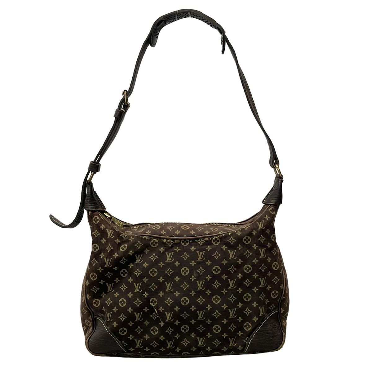 LOUIS VUITTON ルイヴィトン ショルダーバッグ モノグラムミニラン ブローニュ M95225 エベヌ コットン リネン レザー