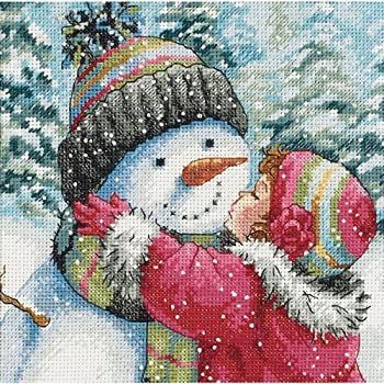 【中古】(未使用･未開封品)Gold Petites A Kiss For Snowman Counted Cross Stitch Kit-6