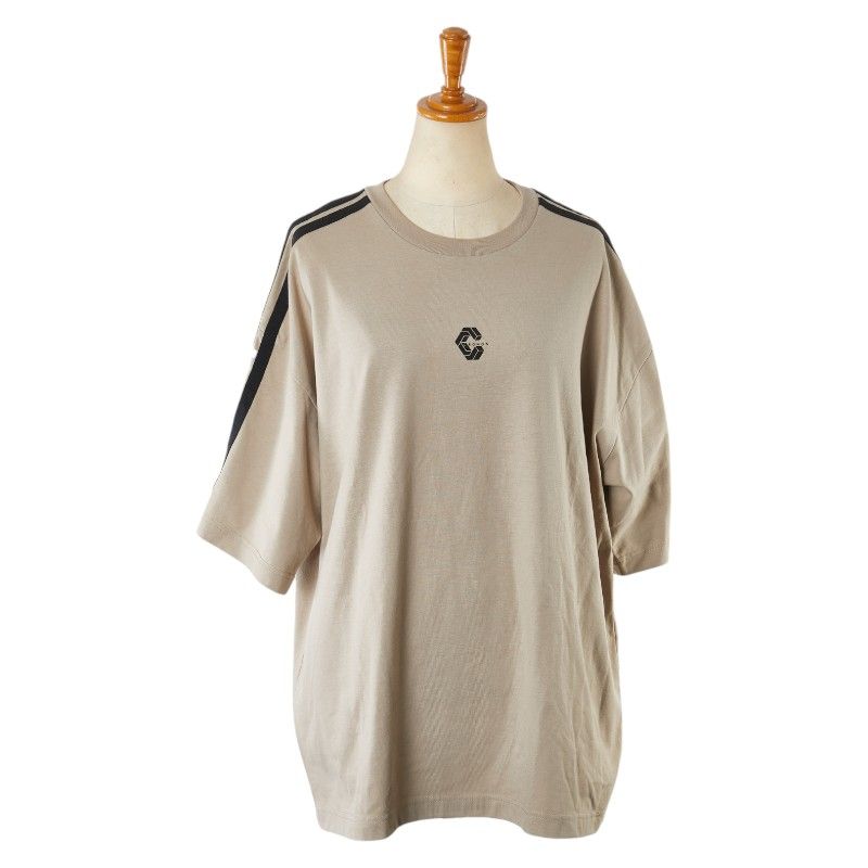 クロノス ロゴ サイドライン 半袖Ｔシャツ サイズ：M ベージュ ブラック コットン ポリエステル メンズ【1-0178040】