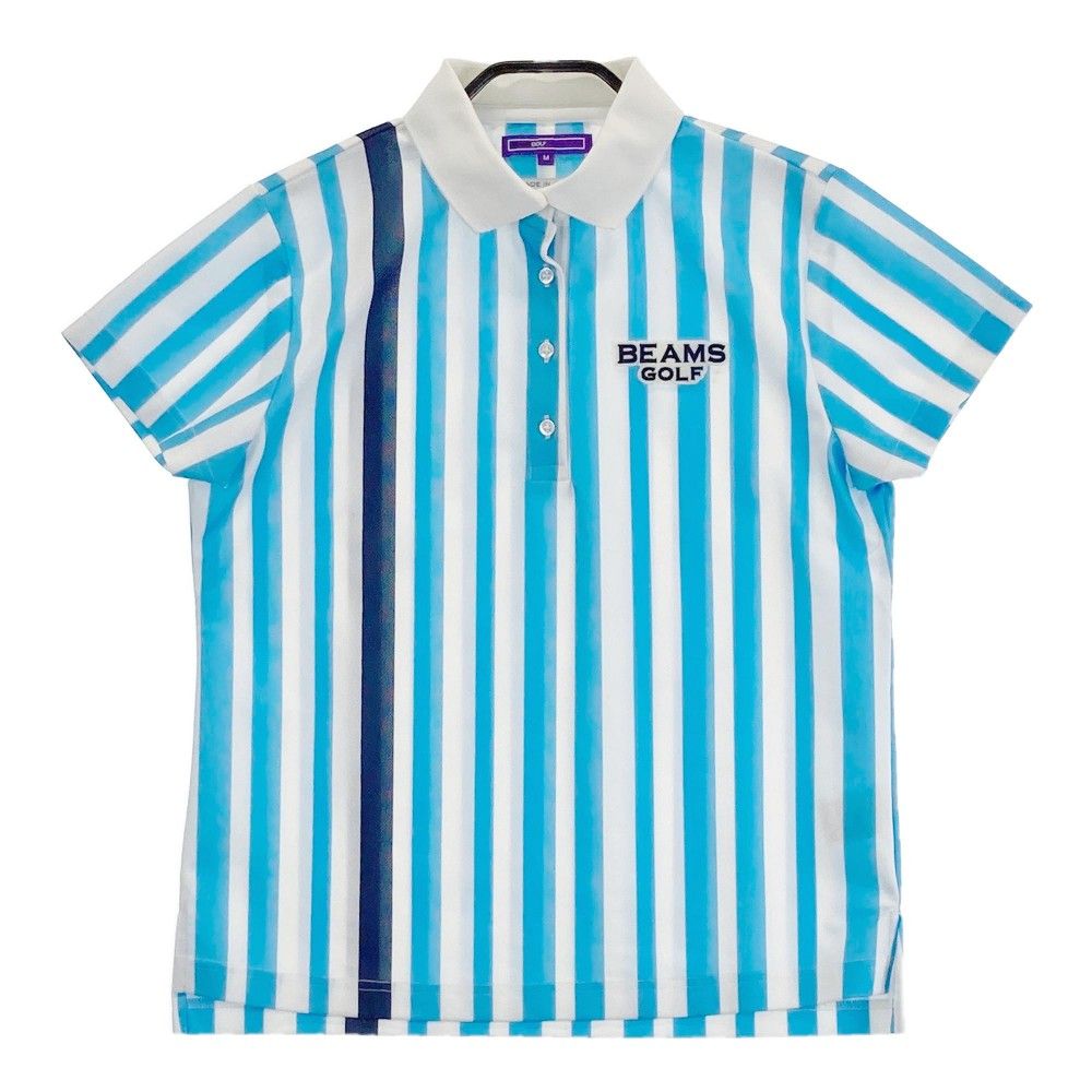 BEAMS - coco 中古 ビームスゴルフ BEAMSGOLF メンズ 半袖ポロシャツ M 青系×紺×ピンク ブルー 花柄 中古 メンズ ビームスゴルフ BEAMSGOLF 半袖ポロシャツ M 青系