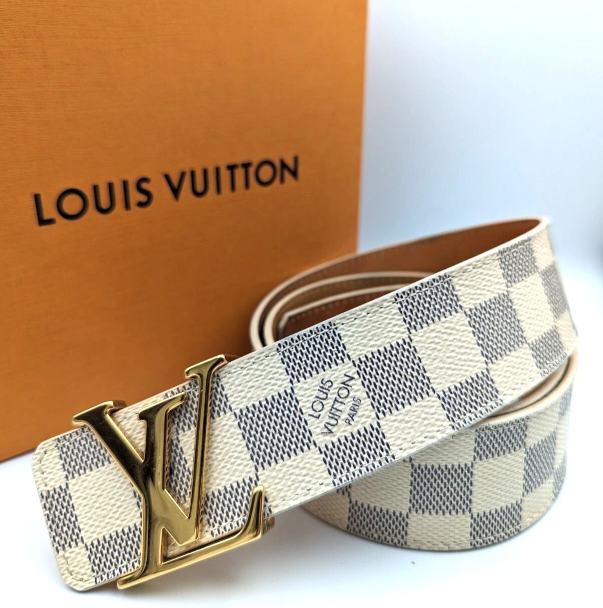 ルイヴィトン ダミエアズール サンチュール LV イニシャル ベルト M9609 LOUIS VUITTON - 美品✨ルイヴィトン ダミエ アズール サン