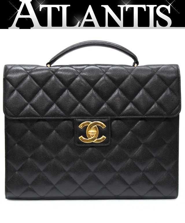 シャネル CHANEL マトラッセ ビジネスバッグ ブリーフケース キャビア 黒 G金具 71724