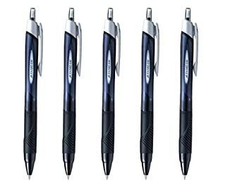 Uni-Ball Jetstream Extra Fine & Ultra Micro Point Retractable Roller Ball Pens -Rubber Grip Type -0.38mm -Black Ink - Set of 5 by