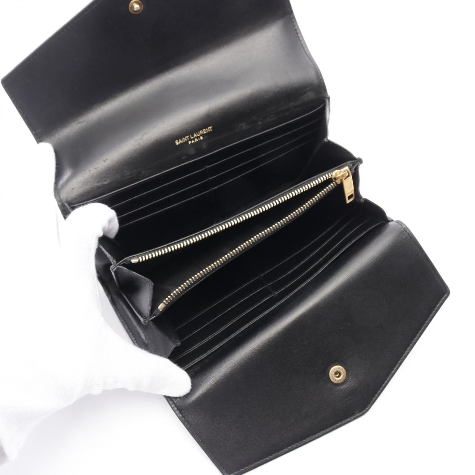 サンローランパリ SAINT LAURENT PARIS 二つ折り長財布 シュルピス 