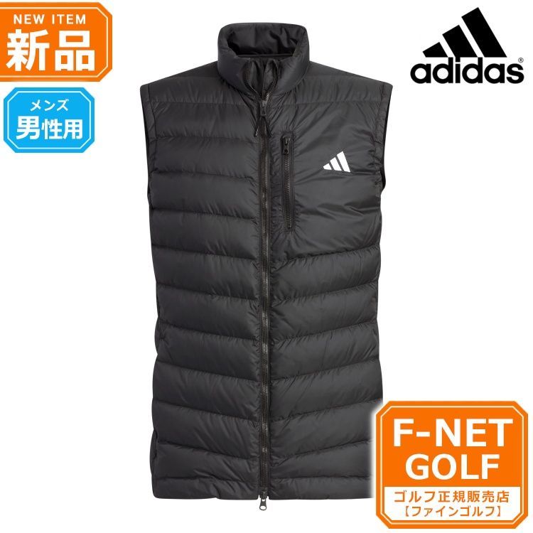 【ブラック】秋 冬 モデル adidas アディダス ゴルフウェア DJK57 リップストップ 保温 撥水 フルジップ ダウンベスト [防風]  （メンズ）