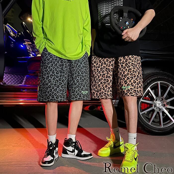 RomelCheo レオパードハーフパンツ ヒョウ柄 短パン ショート