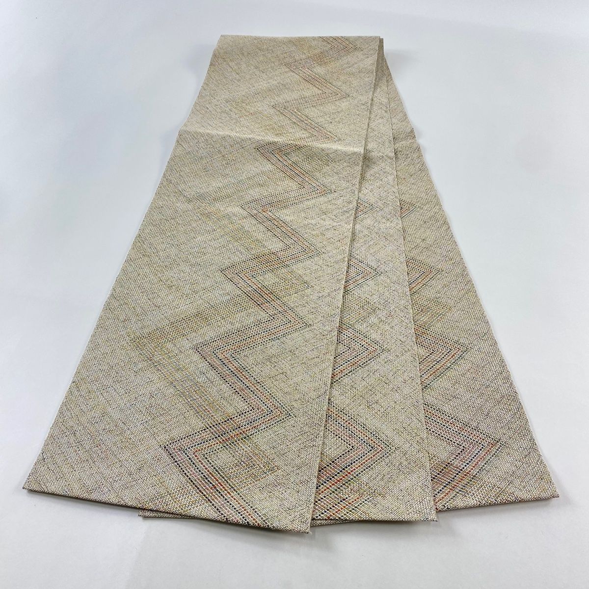 開き名古屋帯 美品 秀品 八寸名古屋帯 トンネル仕立て 幾何学