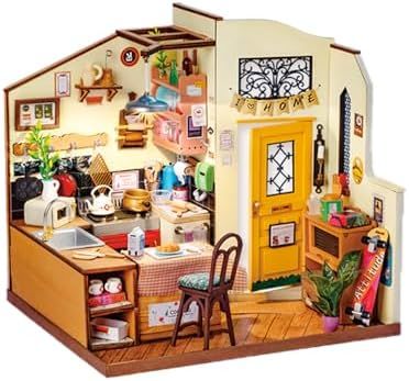Craft Hut 家具付きドールハウスミニチュア DIY木製工芸品マジックドールハウスミニ手作りキット 防塵カバーと音楽ムーブメント付き 1 24スケールクリエイティブルームアイデアギフト 友人恋人