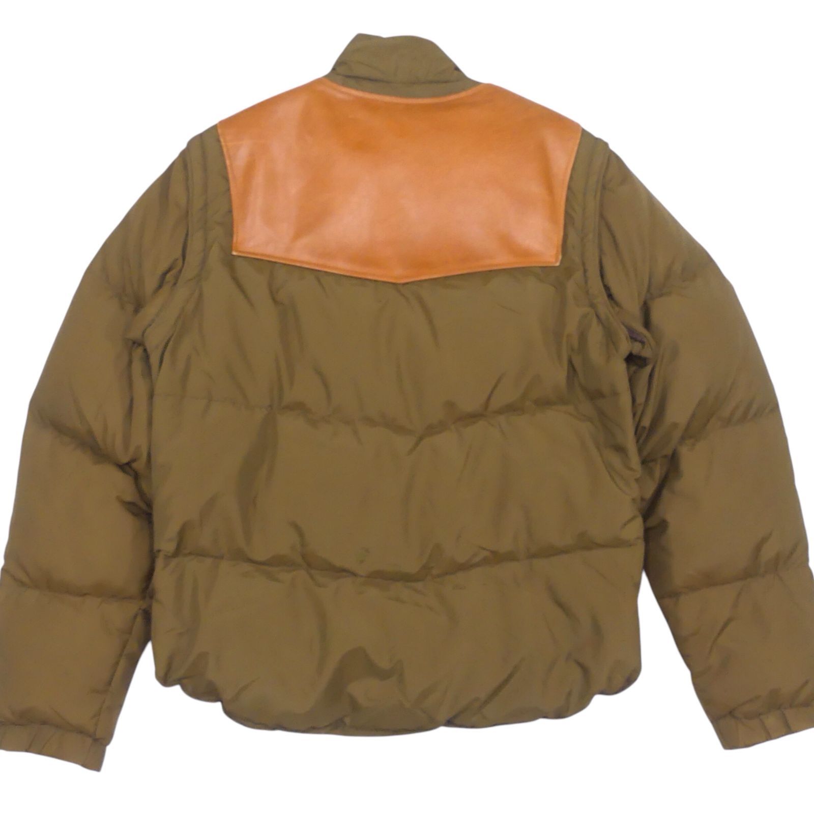 アメリカ製 Schott ショット ダウンジャケット 40 レザー 茶 L 