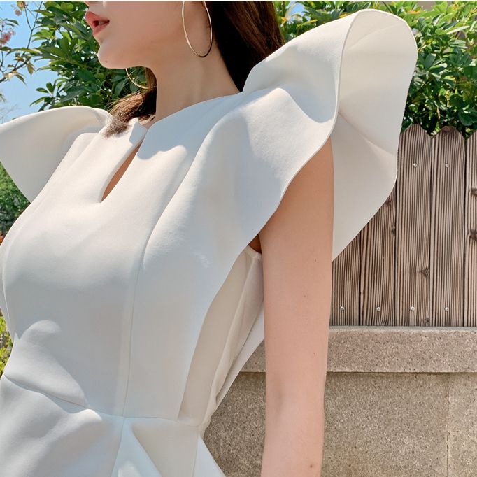 フレンチエレガント夏ワンピース JENNE フレンチスリーブサマーニットワンピース｜JENNE(ジェンヌ