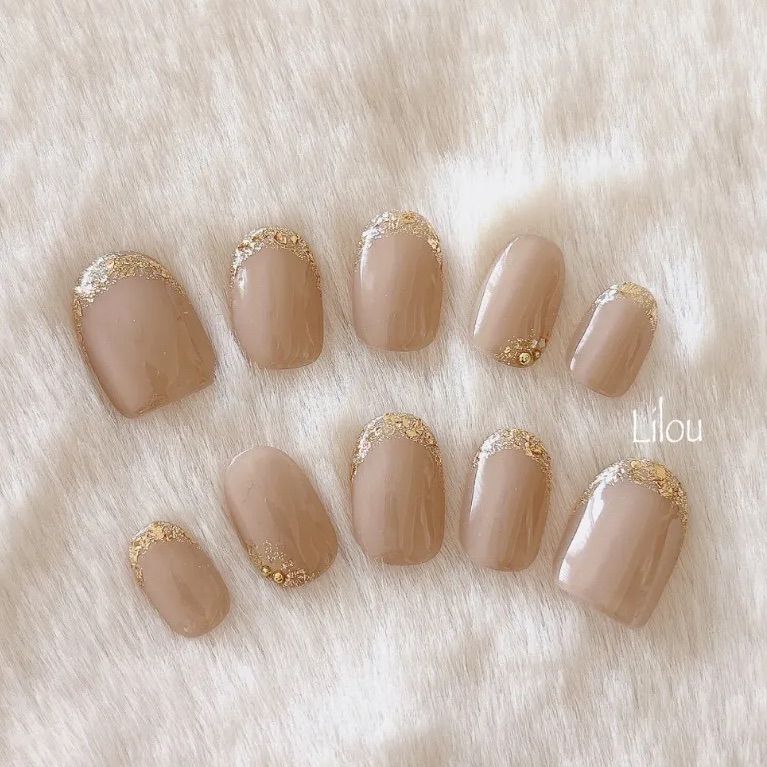 現品 ガラスフレンチ フレンチネイル ミルクティベージュ