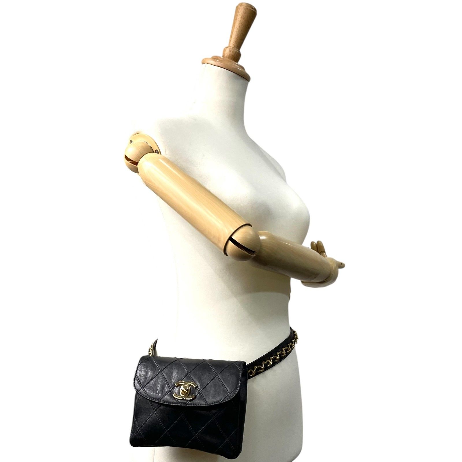 シャネル CHANEL ウエストポーチ ボディバッグ ビコローレ マトラッセ 黒 ✨美品✨ シャネル ウエストポーチ ボディバッグ マトラッセ